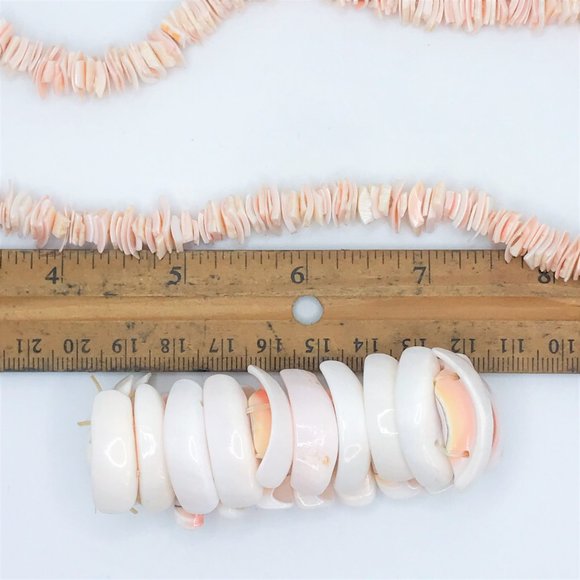 Bracelet Necklace Set Lot Luhuanus Shell Chips Orange Pink Beach Island Surfer - Picture 10 of 11